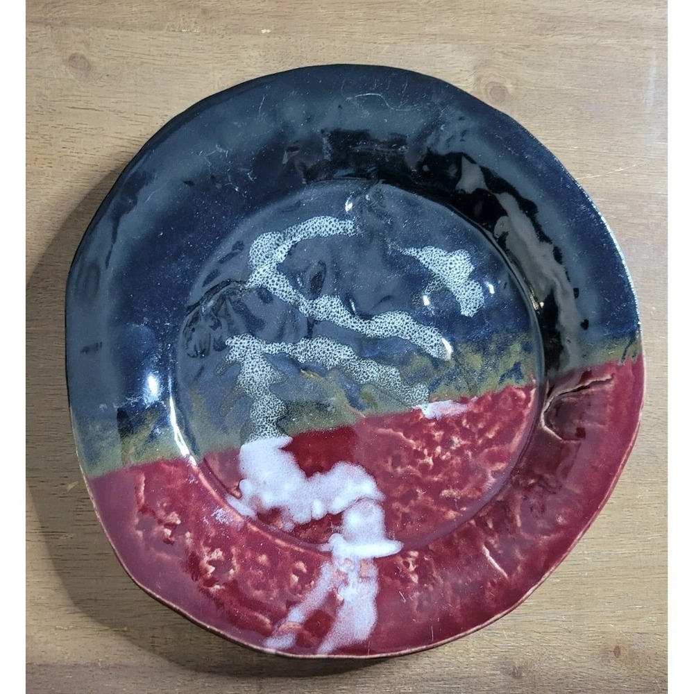 Vintage Art Pottery Plate Spoto collection Black and Red Stoneware